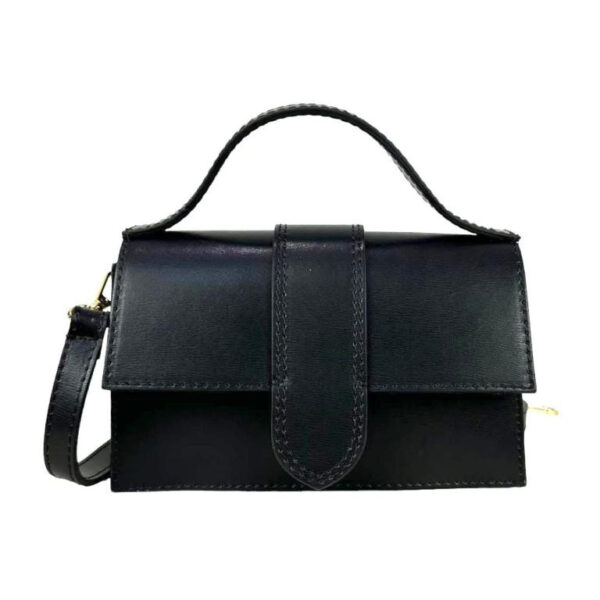 Bolso de Mano Compacto para Mujer de Piel Italiana con Compartimento Trasero