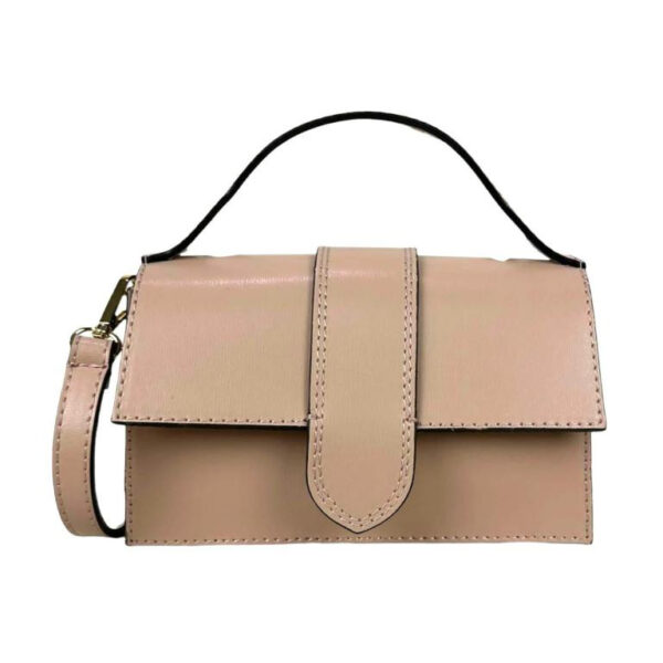 Bolso de Mano Compacto para Mujer de Piel Italiana con Compartimento Trasero