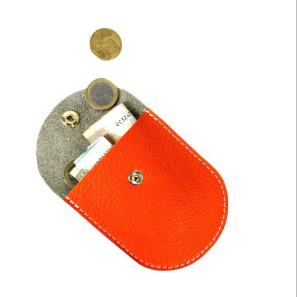 Monedero Compacto de Piel Italiana para Mujer con Cierre de Botón