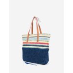 Bolso de Rafia Multicolor con Asas Sintéticas y Cremalleras para Mujer