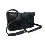 Bolso Bandolera de Piel con Diseño Cuadrados y Solapa Magnética de Mujer