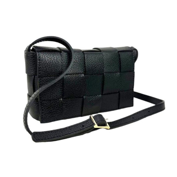 Bolso Bandolera de Piel con Diseño Cuadrados y Solapa Magnética de Mujer