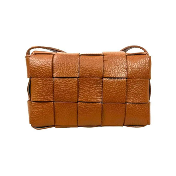 Bolso Bandolera de Piel con Diseño Cuadrados y Solapa Magnética de Mujer