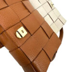 Bolso Bandolera de Piel con Diseño Cuadrados y Solapa Magnética de Mujer