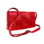 Bolso Bandolera de Piel con Diseño Cuadrados y Solapa Magnética de Mujer