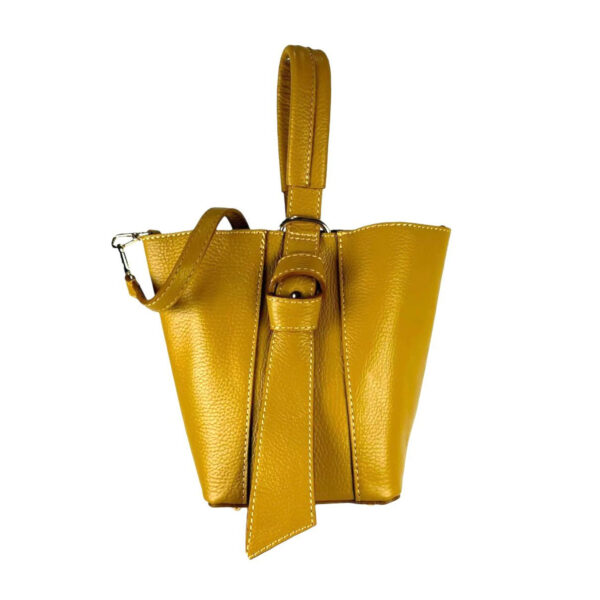 Bolso Tipo Cubo de Piel con Lazo Decorativo y Bolso Interior para Mujer