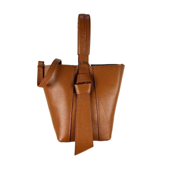 Bolso Tipo Cubo de Piel con Lazo Decorativo y Bolso Interior para Mujer