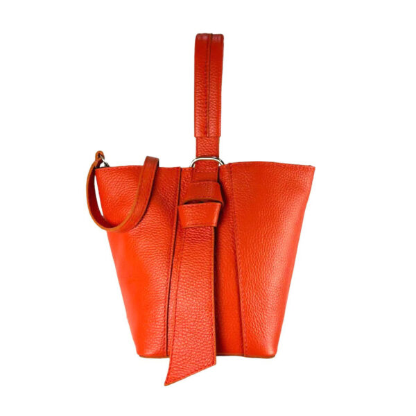 Bolso Tipo Cubo de Piel con Lazo Decorativo y Bolso Interior para Mujer