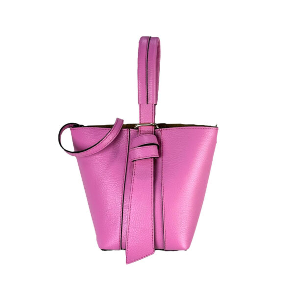 Bolso Tipo Cubo de Piel con Lazo Decorativo y Bolso Interior para Mujer