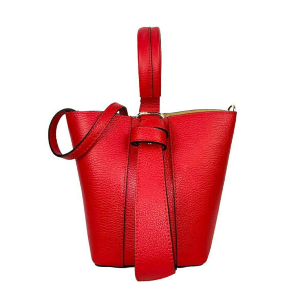 Bolso Tipo Cubo de Piel con Lazo Decorativo y Bolso Interior para Mujer