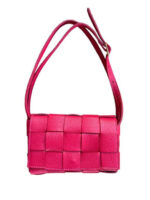 Bolso Bandolera de Piel con Diseño Cuadrados y Solapa Magnética de Mujer