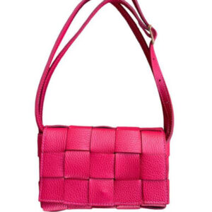 Bolso Bandolera de Piel con Diseño Cuadrados y Solapa Magnética de Mujer