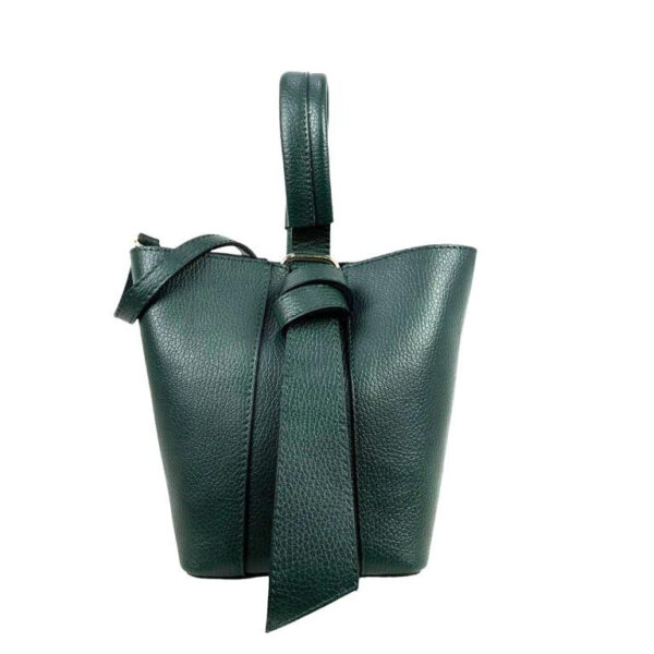 Bolso Tipo Cubo de Piel con Lazo Decorativo y Bolso Interior para Mujer
