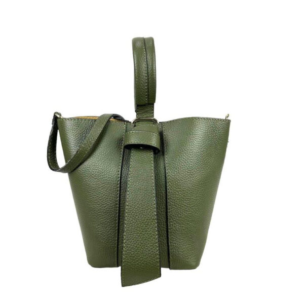 Bolso Tipo Cubo de Piel con Lazo Decorativo y Bolso Interior para Mujer