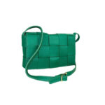 Bolso Bandolera de Piel con Diseño Cuadrados y Solapa Magnética de Mujer