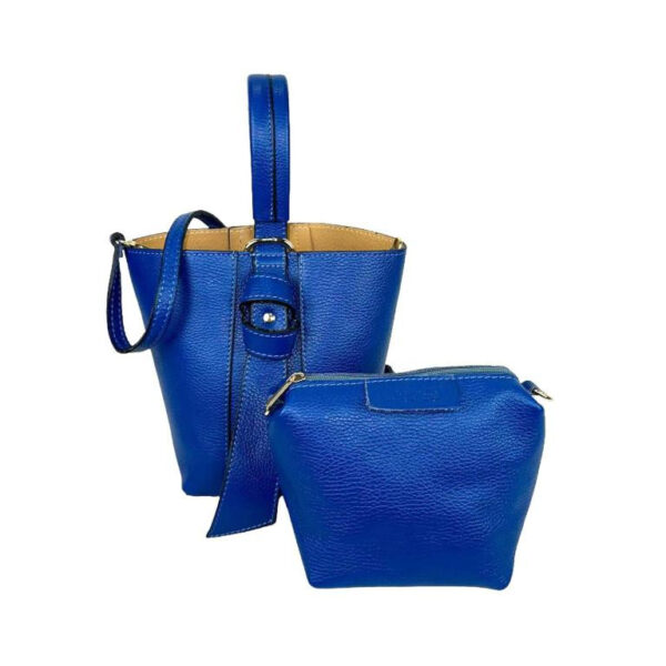 Bolso Tipo Cubo de Piel con Lazo Decorativo y Bolso Interior para Mujer