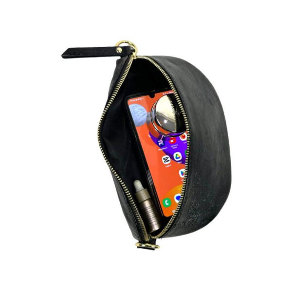 Riñonera de Piel Metalizada para Mujer con Efecto Brillante y Cremallera