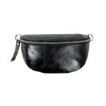 Riñonera de Piel Metalizada para Mujer con Efecto Brillante y Cremallera