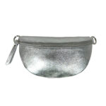 Riñonera de Piel Metalizada para Mujer con Efecto Brillante y Cremallera