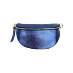 Riñonera de Piel Metalizada para Mujer con Efecto Brillante y Cremallera