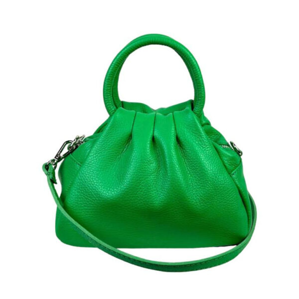 Bolso de Piel Italiana Compacto para Mujer con Botón y Bolsillo Trasero