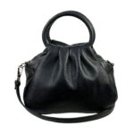 Bolso de Piel Italiana Compacto para Mujer con Botón y Bolsillo Trasero