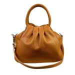 Bolso de Piel Italiana Compacto para Mujer con Botón y Bolsillo Trasero