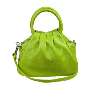 Bolso de Piel Italiana Compacto para Mujer con Botón y Bolsillo Trasero
