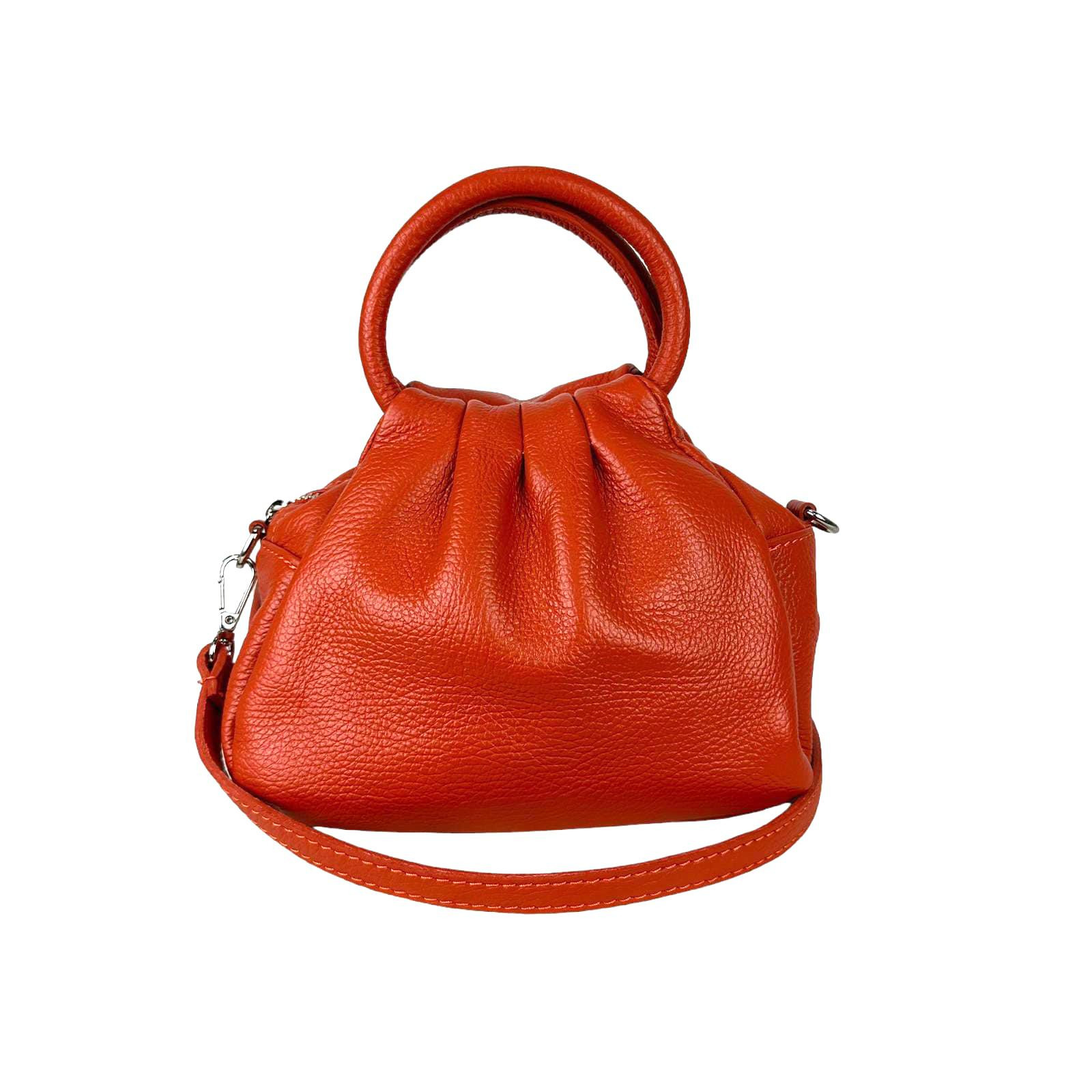 Bolso de Piel Italiana Compacto para Mujer con Botón y Bolsillo Trasero