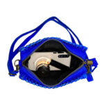 Bolso Bandolera Piel Italiana con Cremallera y Flecos Decorativos para Mujer