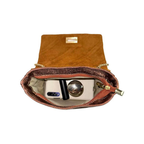 Bolso Bandolera Multicolor de Piel Italiana con Efecto Brillante para Mujer