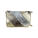 Bolso Bandolera Multicolor de Piel Italiana con Efecto Brillante para Mujer