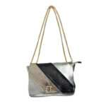 Bolso Bandolera Multicolor de Piel Italiana con Efecto Brillante para Mujer