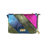 Bolso Bandolera Multicolor de Piel Italiana con Efecto Brillante para Mujer