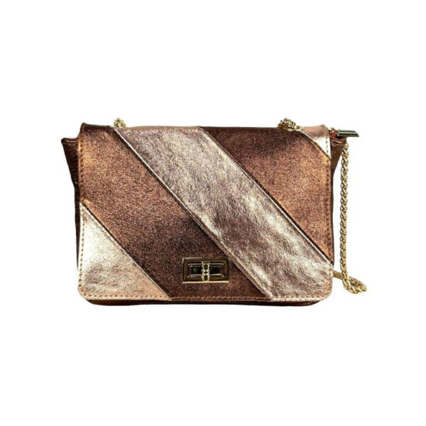 Bolso Bandolera Multicolor de Piel Italiana con Efecto Brillante para Mujer