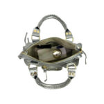 Bolso de Mano en Piel Italiana de Mujer con Efecto Brillante y Bolsillo Frontal