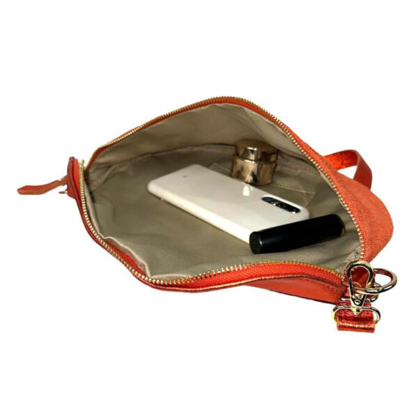 Riñonera de Serraje y Piel Italiana con Efecto Metalizado para Mujer