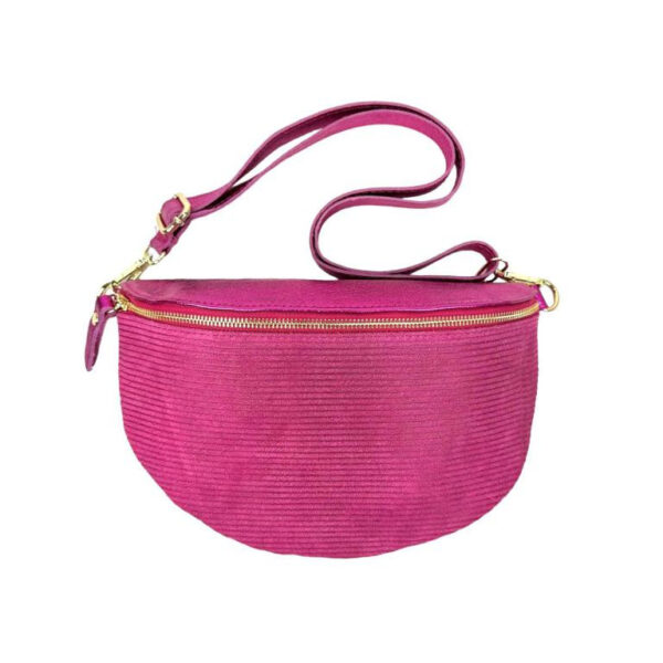 Riñonera de Serraje y Piel Italiana con Efecto Metalizado para Mujer