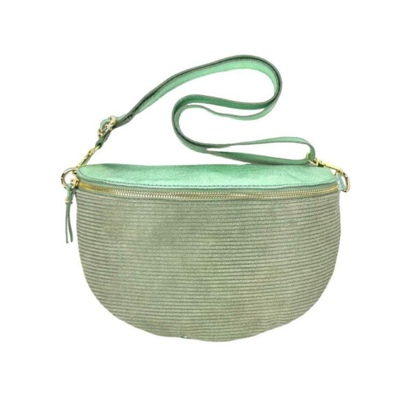 Riñonera de Serraje y Piel Italiana con Efecto Metalizado para Mujer