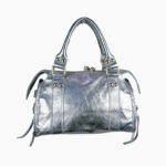 Bolso de Mano en Piel Italiana de Mujer con Efecto Brillante y Bolsillo Frontal