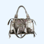 Bolso de Mano en Piel Italiana de Mujer con Efecto Brillante y Bolsillo Frontal