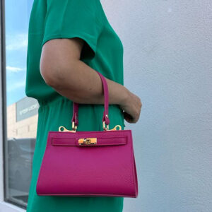 Bolso de Mano Compacto en Piel Italiana para Mujer con Tira Bandolera