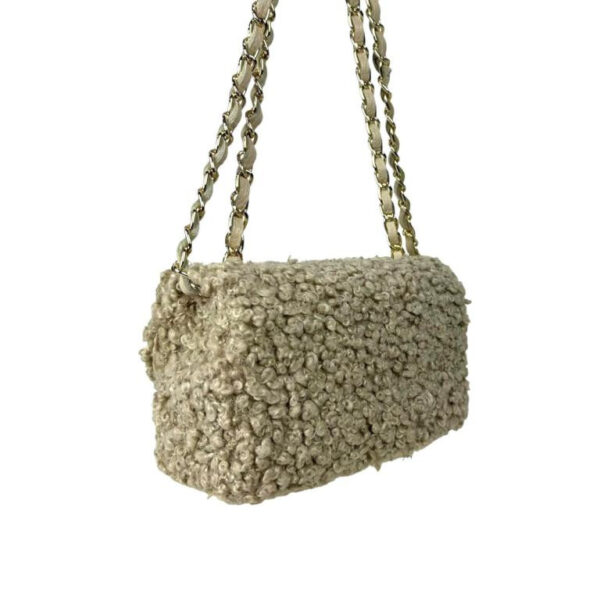 Bolso Bandolera de Piel para Mujer tipo Chanel con Pelito y Asas Ajustables