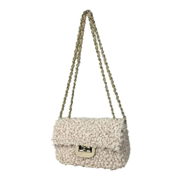 Bolso Bandolera de Piel para Mujer tipo Chanel con Pelito y Asas Ajustables