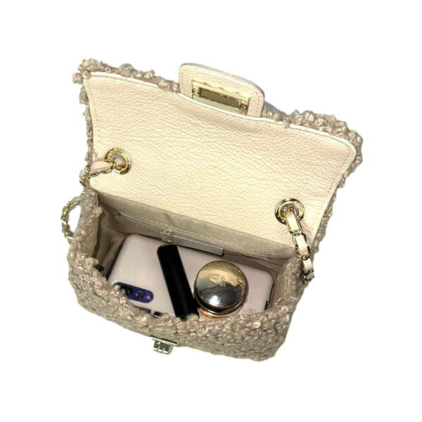 Bolso Bandolera de Piel para Mujer tipo Chanel con Pelito y Asas Ajustables