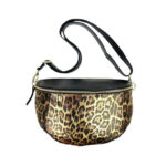 Riñonera de Piel con Estampado de Leopardo y Efecto Brillante para Mujer