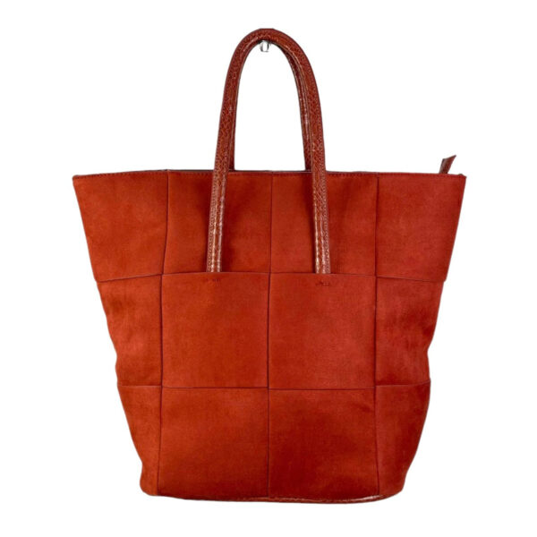 Bolso Terciopelo de Gran Capacidad Con diseño de cuadrados y Cremallera