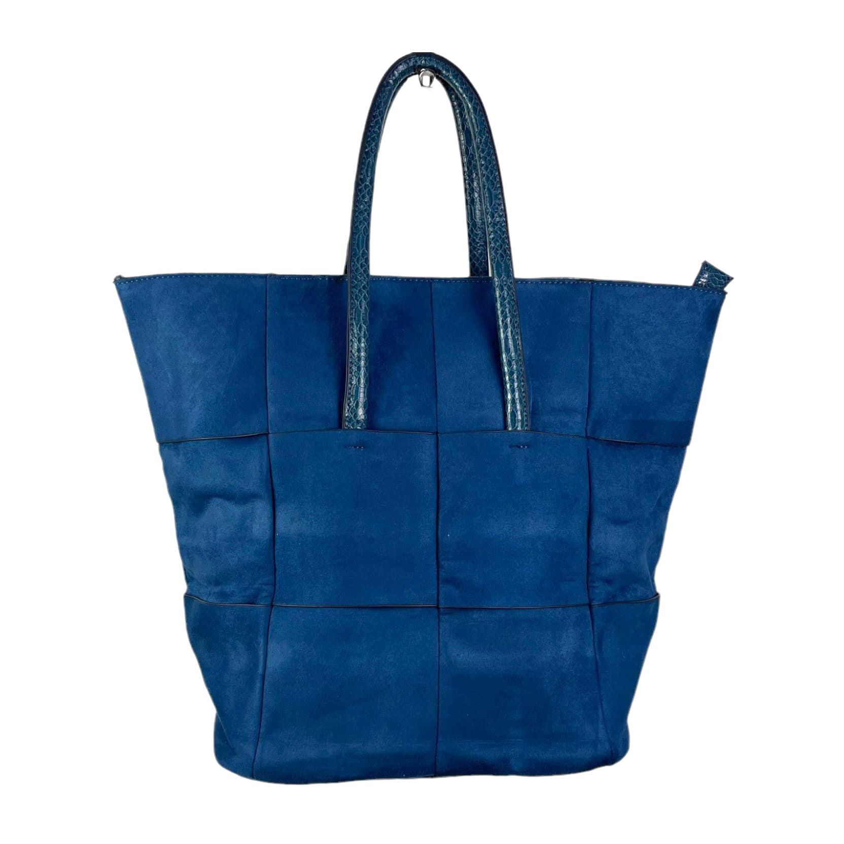 Bolso Terciopelo de Gran Capacidad Con diseño de cuadrados y Cremallera