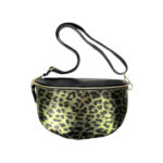 Riñonera de Piel con Estampado de Leopardo y Efecto Brillante para Mujer