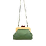 Bolso Piel con Cierre Magnético de Madera y Asa tipo Cadena para Mujer